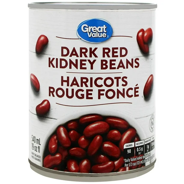 Haricots rouges foncé great value, 540ml