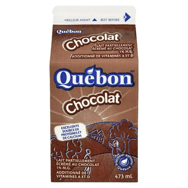 Lait partiellement écrémé 1 % au chocolat Québon, 473 ml - Image 3