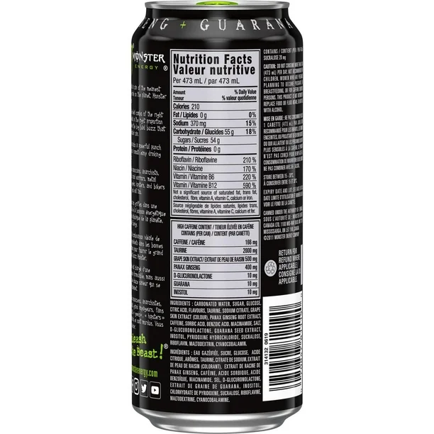 MONSTER ENERGY Vert, 473 ml, canette, 473 ml - Image 2