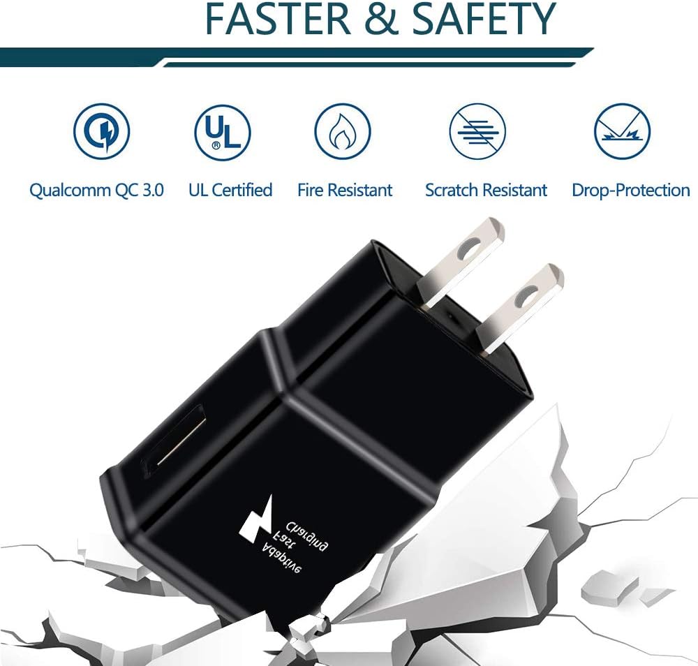 Boîtier de chargeur rapide adaptatif USB pour téléphone portable Android, adaptateur de prise de chargeur rapide pour tablette compatible avec Samsung Galaxy S10 S9 S8 S7 A10e J7 Note 8 9 10 LG G7 Plus EP-TA20JBE - Image 2