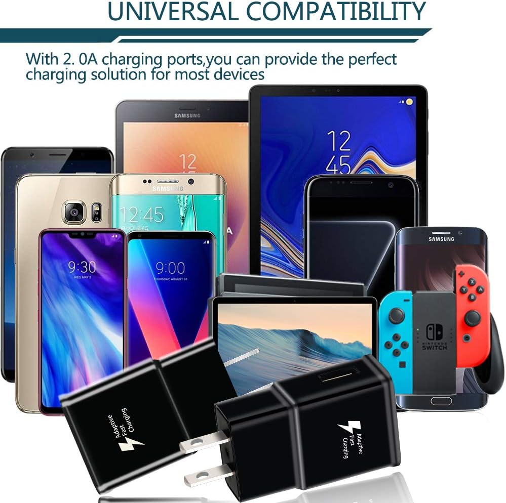Boîtier de chargeur rapide adaptatif USB pour téléphone portable Android, adaptateur de prise de chargeur rapide pour tablette compatible avec Samsung Galaxy S10 S9 S8 S7 A10e J7 Note 8 9 10 LG G7 Plus EP-TA20JBE - Image 3