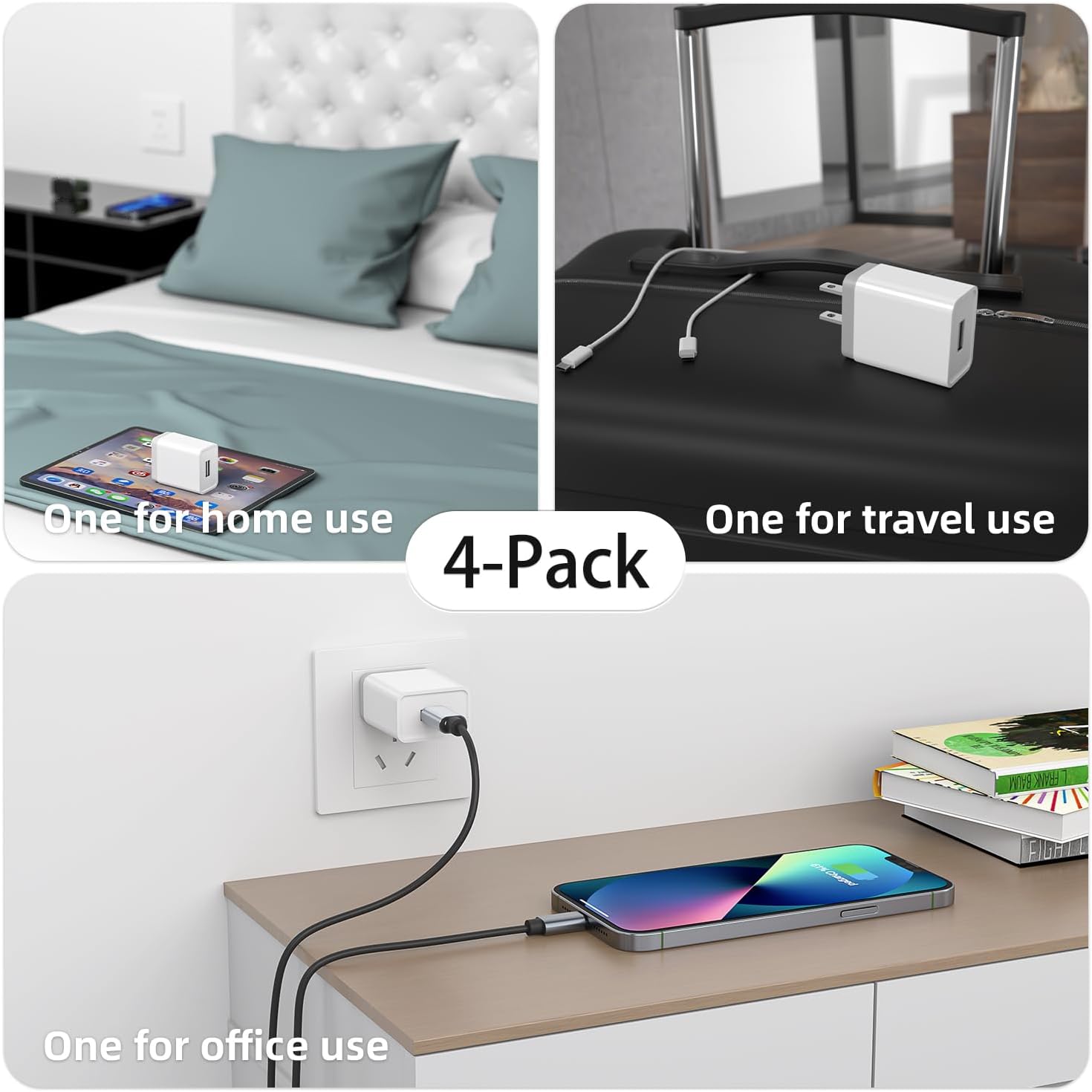 Chargeur USB mural USB 5 V/2,4 A Bloc de charge USB Bloc de chargeur USB Prise USB Cube Power Brick Compatible avec iPhone/SamsungGalaxy/Huawei/Xiaomi/OnePlus/Pixel Chargeur adaptateur secteur - Image 2