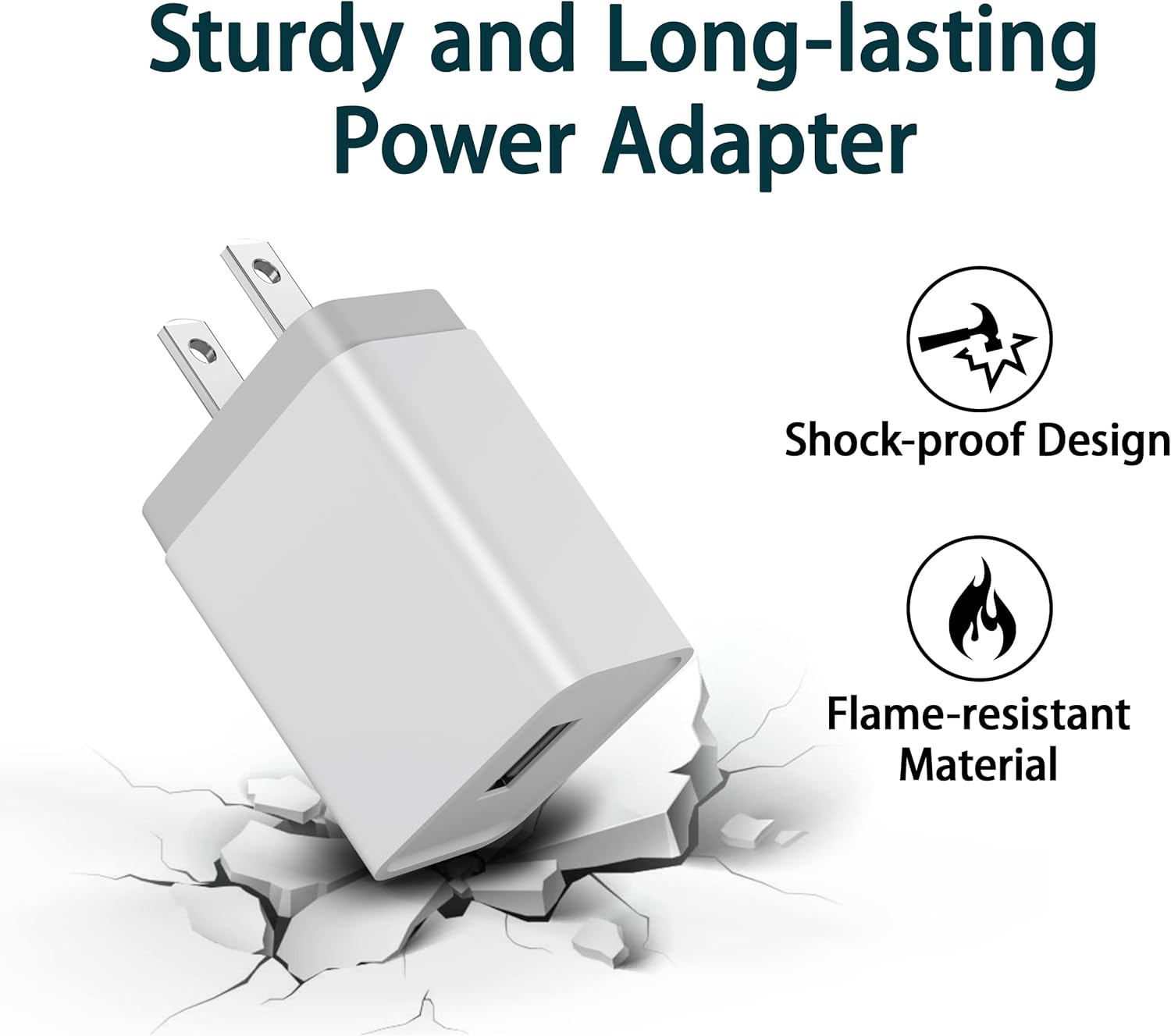 Chargeur USB mural USB 5 V/2,4 A Bloc de charge USB Bloc de chargeur USB Prise USB Cube Power Brick Compatible avec iPhone/SamsungGalaxy/Huawei/Xiaomi/OnePlus/Pixel Chargeur adaptateur secteur - Image 3